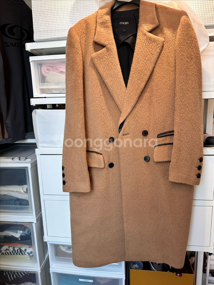 마쥬 여성 더블브레스트 롱코트--0