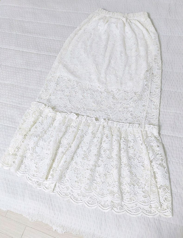 머메이드 레이스 프릴 롱스커트 치마--2