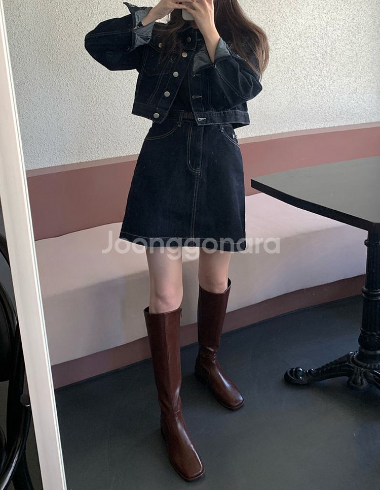 소녀레시피 마크 생지 청자켓 세트--3