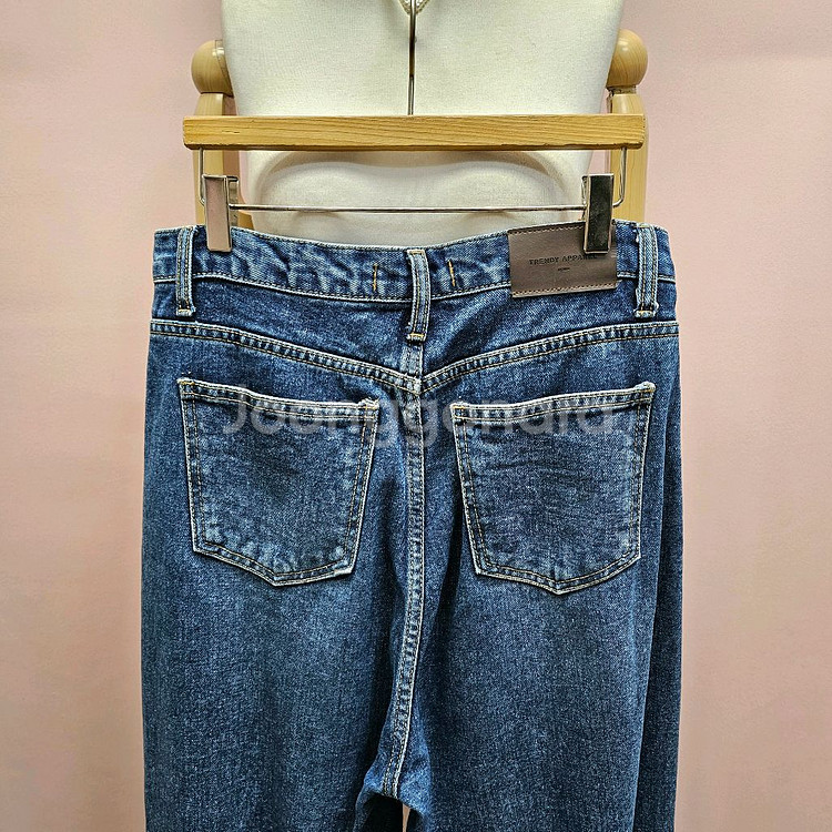 트렌디어패럴 투핀턱 와이드 데님팬츠 청바지--5