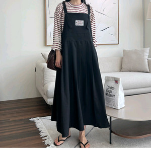 러블리 플리츠 멜빵 롱원피스