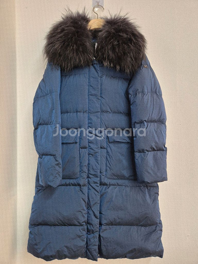 밀레 여성 천연퍼 롱패딩 네이비 100--10