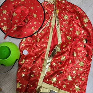 할로윈의상 마법사 망토 & 모자 + 호박 바구니 세트