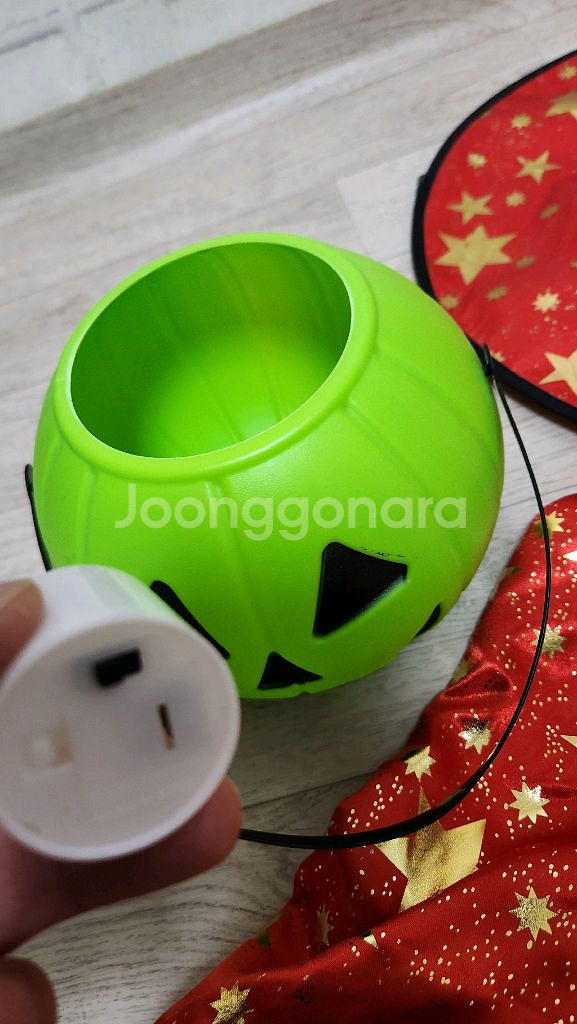 할로윈의상 마법사 망토 & 모자 + 호박 바구니 세트--2