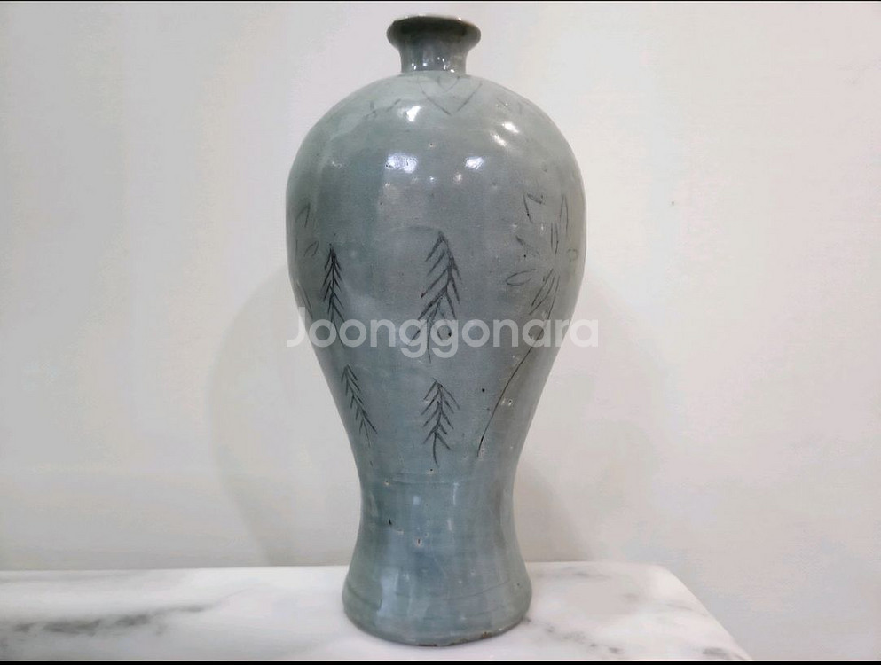 [새상품] 청자 매병 꽃무늬 도자기--1