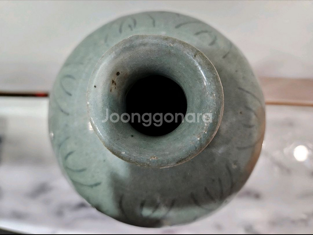 [새상품] 청자 매병 꽃무늬 도자기--3