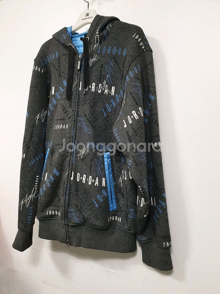 나이키 조던 그레이 그래픽 후드 집업 기모 XS사이즈--1