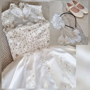 여아 드레스+헤어띠+구두(새상품)