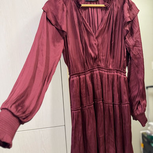 MANGO 버건디 롱 슬리브 원피스 S