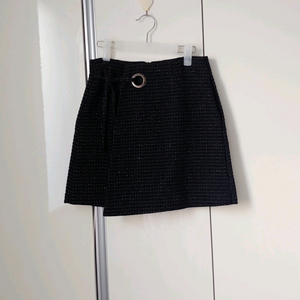 하플리 여밈 트위드 랩 스커트