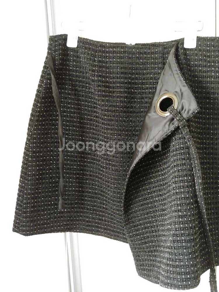 하플리 여밈 트위드 랩 스커트--2