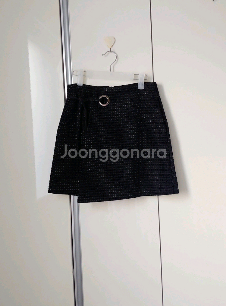 하플리 여밈 트위드 랩 스커트--6