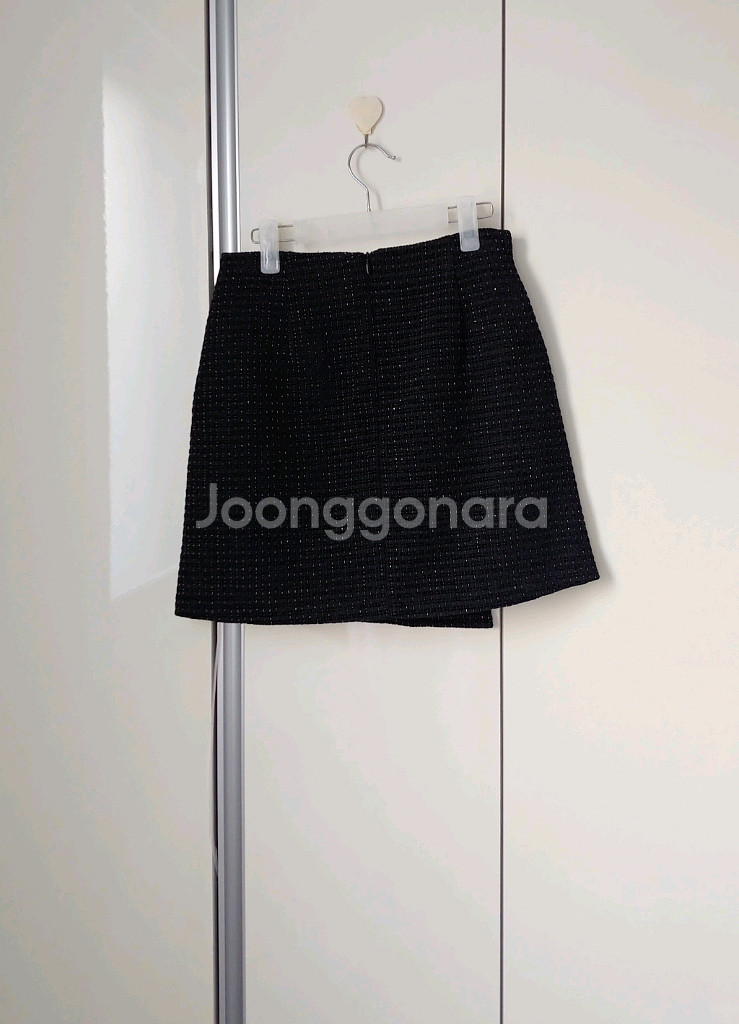 하플리 여밈 트위드 랩 스커트--7