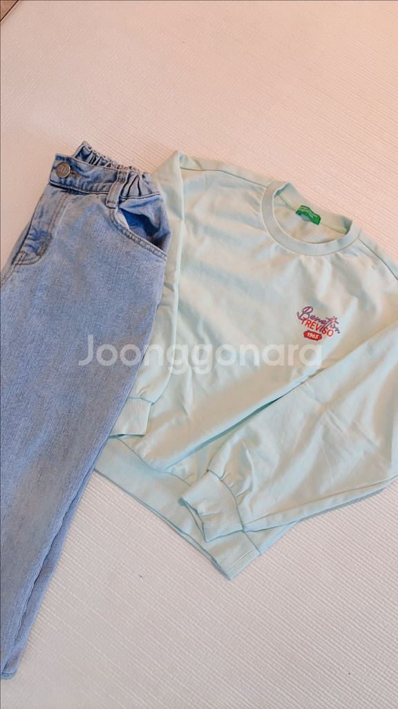 6-7세 키즈 맨투맨+청바지 130 (베네통, 유--4