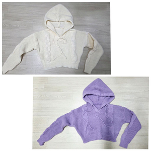 새상품 여성 크롭니트 후드티 2벌 세트