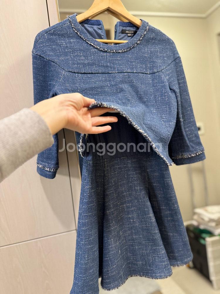 나이스클랍 블루 트위드 원피스--0