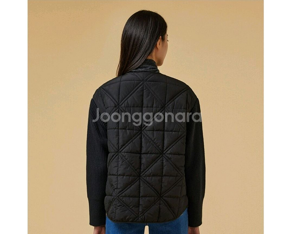 자주(JAJU) 여성 사각 퀼팅 니트 소매 다운--2