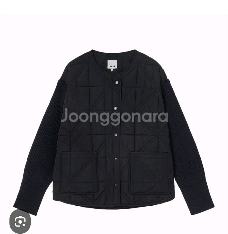 자주(JAJU) 여성 사각 퀼팅 니트 소매 다운--5