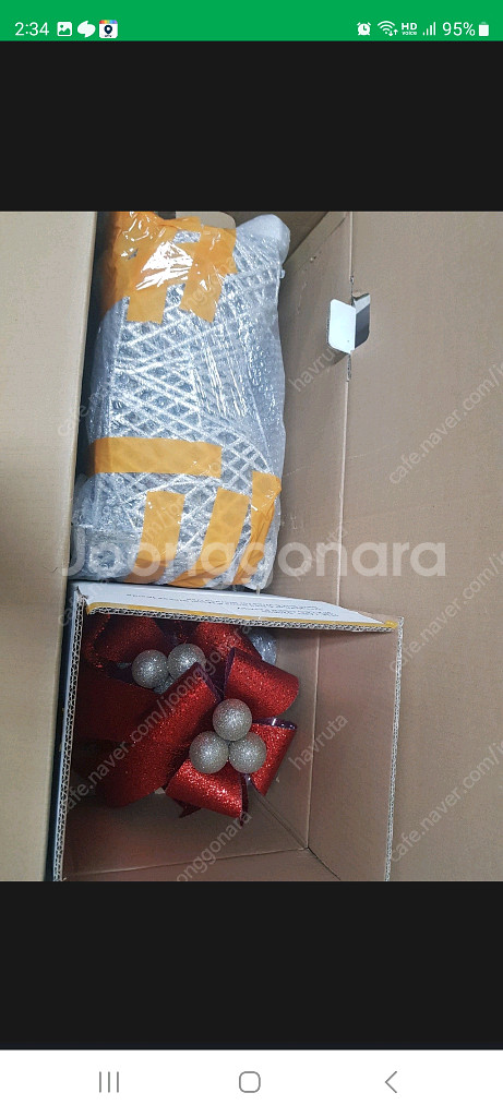 코스트코 크리스마스 리본 사슴가족 LED 장식 미개봉 새상품--5