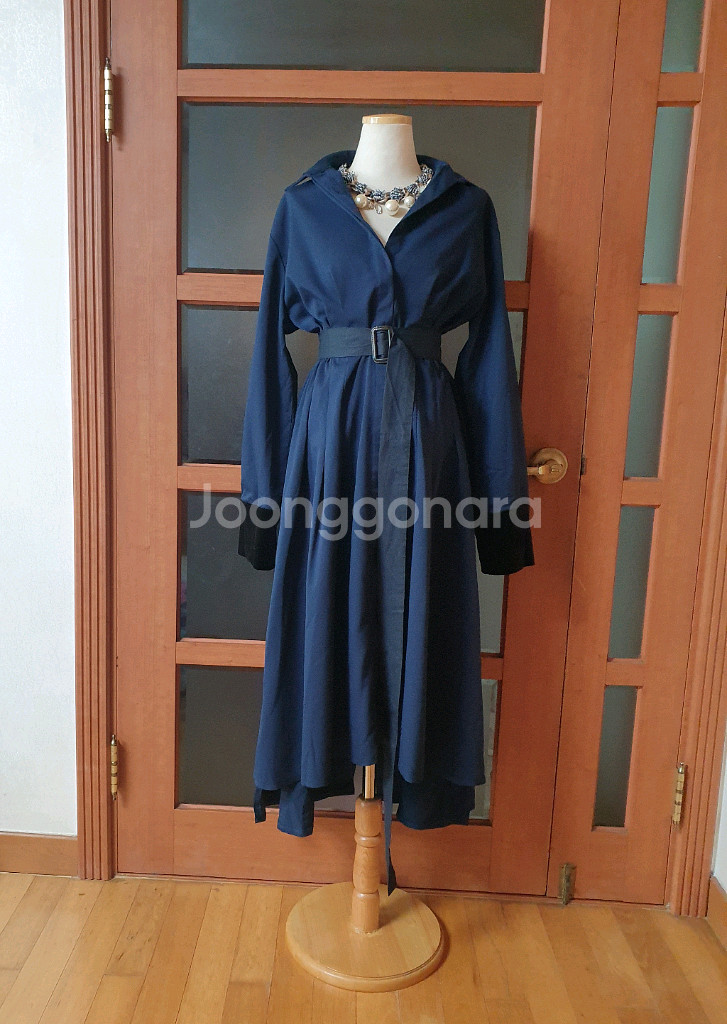 (무배-새제품)딘트 벨벳포인트 롱셔츠원피스-벨트포함--0