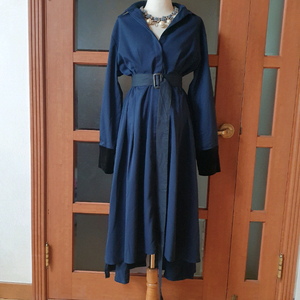 (무배-새제품)딘트 벨벳포인트 롱셔츠원피스-벨트포함