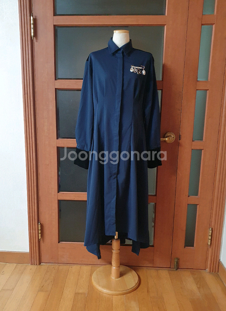 (무배-새제품)딘트 벨벳포인트 롱셔츠원피스-벨트포함--4