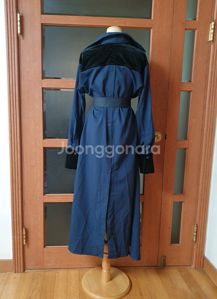 (무배-새제품)딘트 벨벳포인트 롱셔츠원피스-벨트포함--3