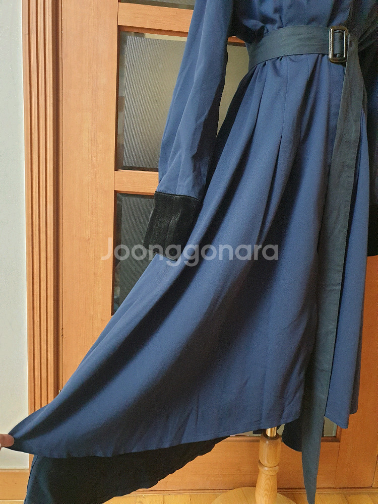 (무배-새제품)딘트 벨벳포인트 롱셔츠원피스-벨트포함--7