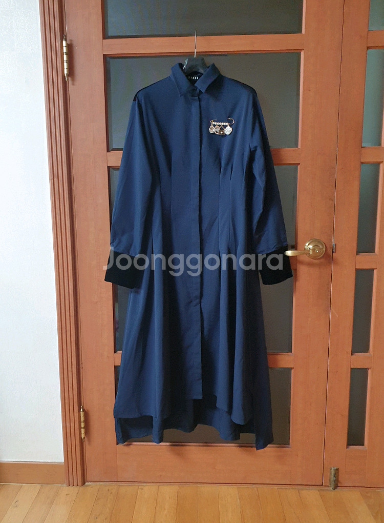 (무배-새제품)딘트 벨벳포인트 롱셔츠원피스-벨트포함--5