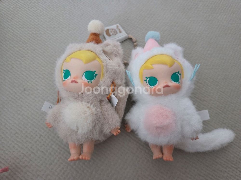 팝마트 베이비 몰리 인형 키링 베이지 화이트 2개 일괄 반값 택배 포함--1