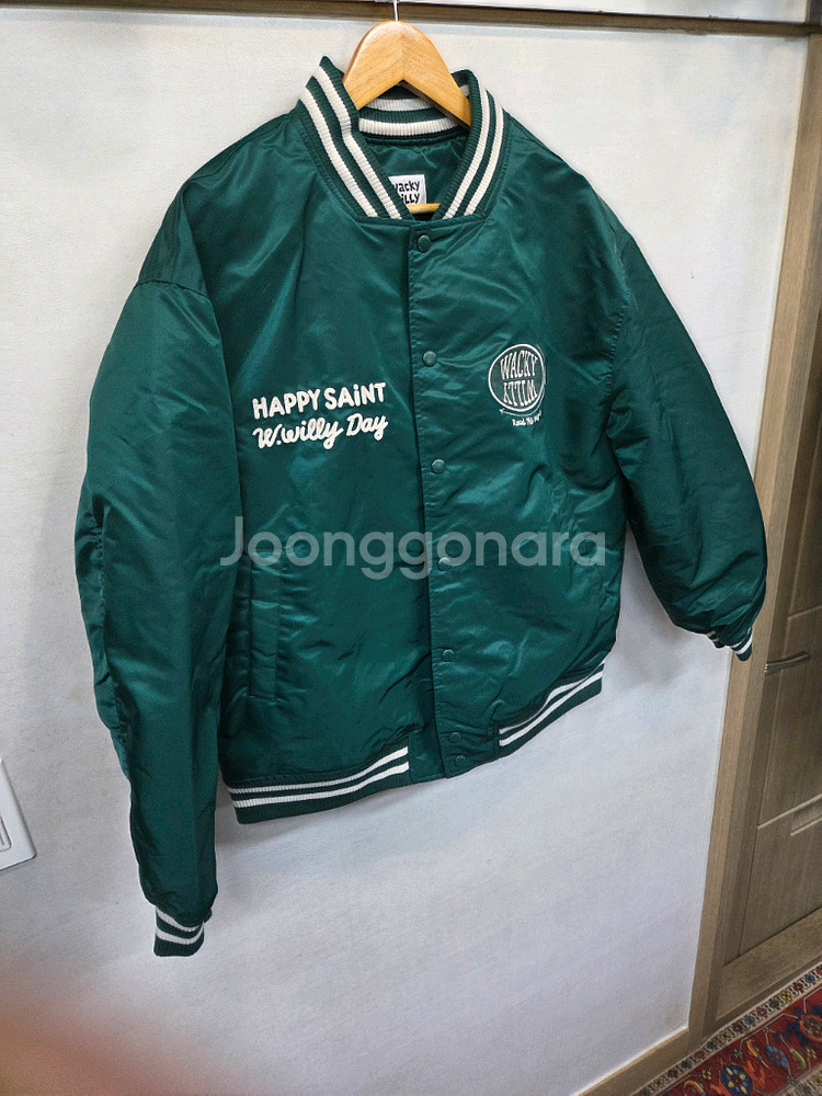 와키윌리 자수로고 바시티 자켓 그린 L--4