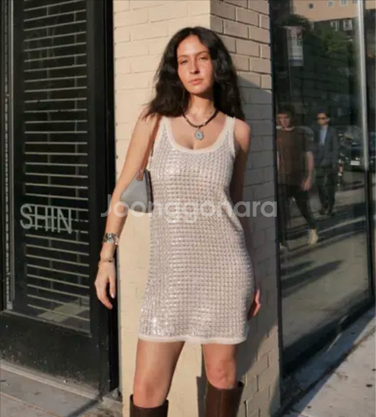 마쥬 산드로 자라 시퀸 미니 원피스 L--4