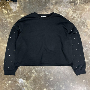 L) ZARA 자라 큐빅 스터드 오버핏 크롭 맨투맨티셔츠 맨투맨티