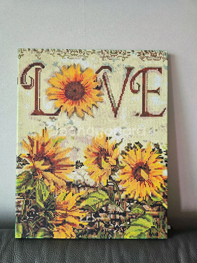 인테리어액자 보석십자수 해바라기액자 완성품 팝니다--0