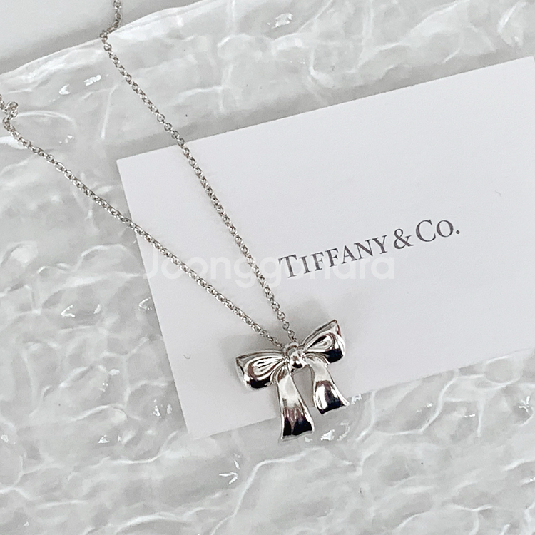티파니 리본 펜던트 실버 목걸이 NO.107--0