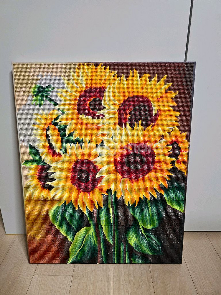 인테리어액자 보석십자수 해바라기 액자 완성품 팝니다--0
