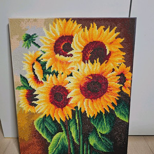 인테리어액자 보석십자수 해바라기 액자 완성품 팝니다