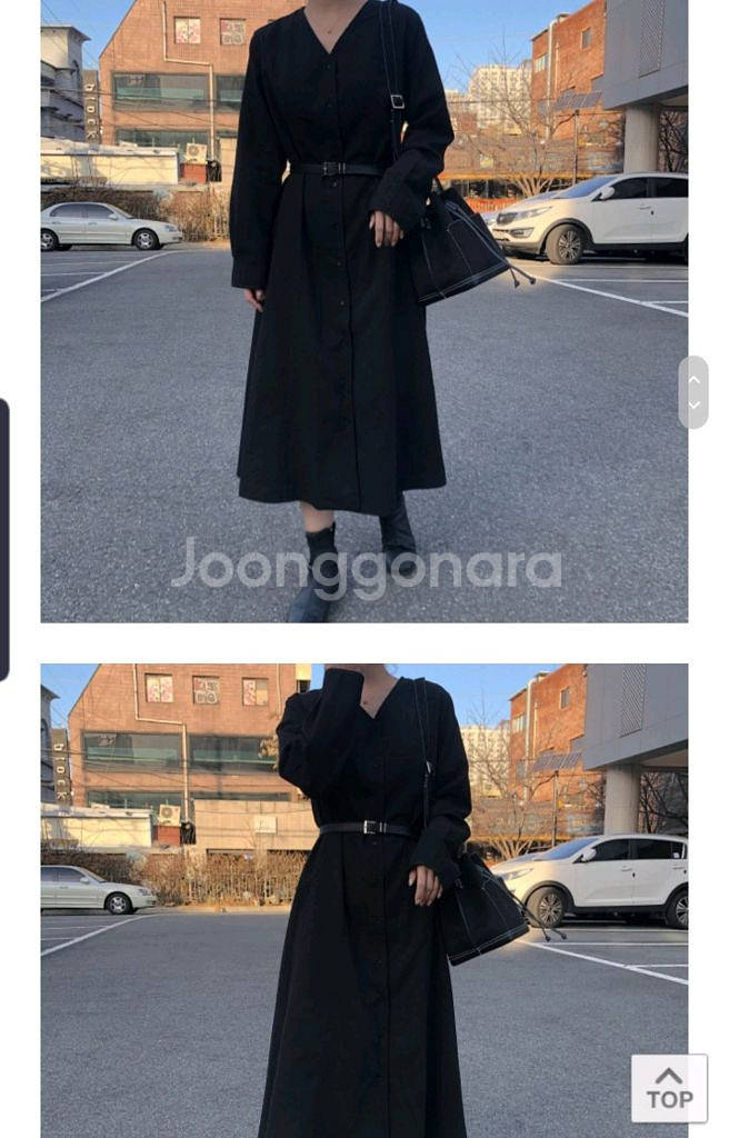 리틀블랙 로즈베이 시스터마켓 블랙 브이넥 롱원피스--2