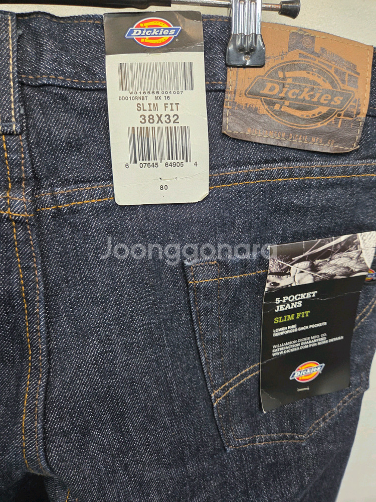 디키즈 5 포켓 생지 데님팬츠 38 슬림--3
