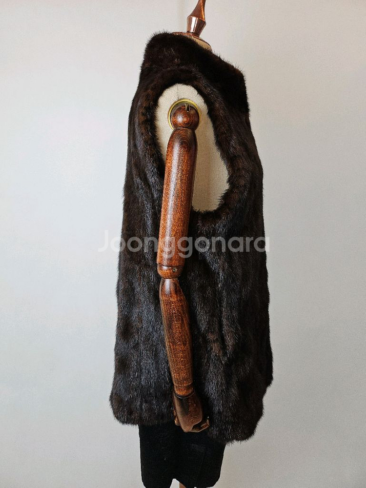 미사용급 제이밍크 브라운호피 풀스킨 밍크베스트--6