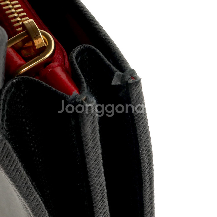 프라다 블랙 사피아노 레터링 로고 금장 체인 플랩 미니 크로스백 / 1BP012--4