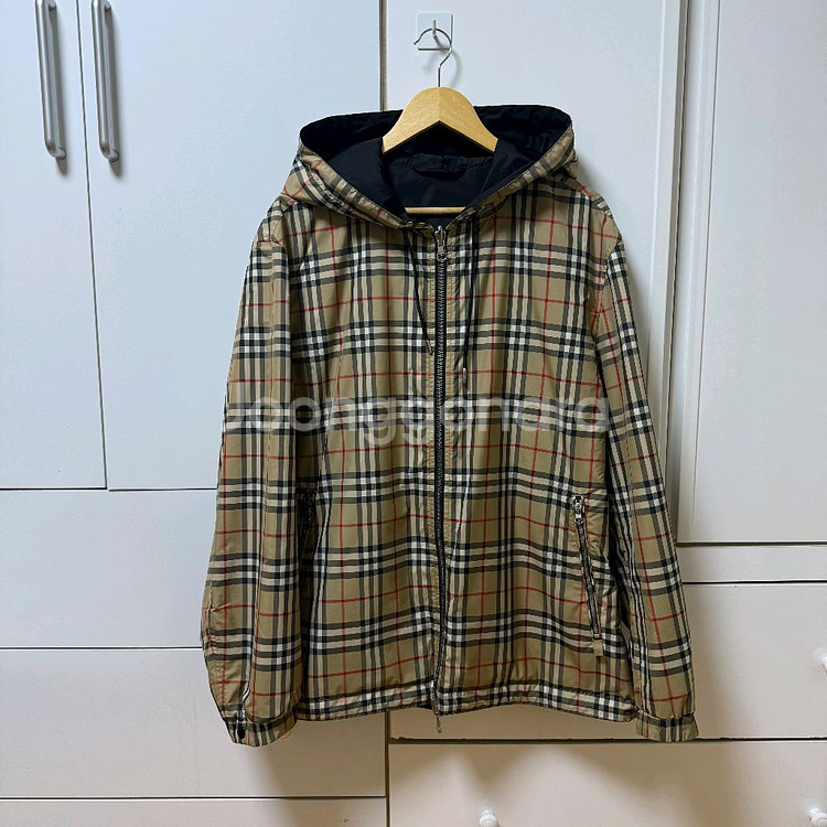 버버리 리버시블 체크 후드 바람막이 자켓XL사이즈--0