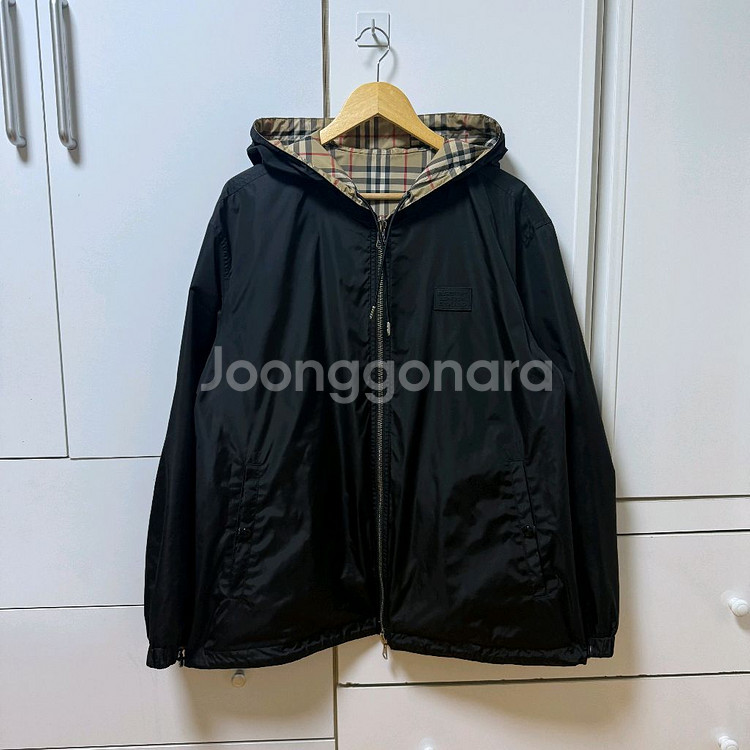 버버리 리버시블 체크 후드 바람막이 자켓XL사이즈--3