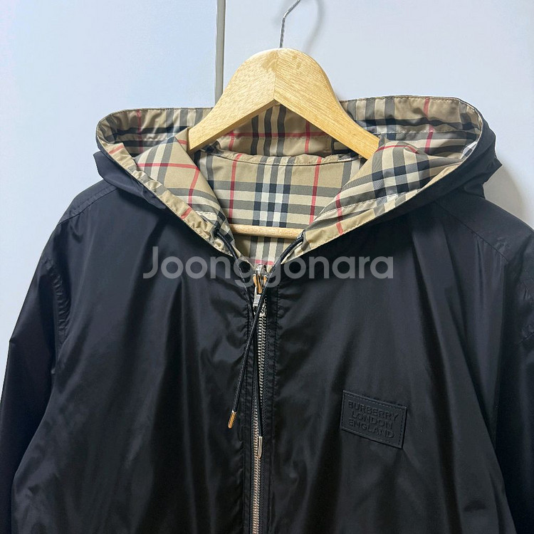 버버리 리버시블 체크 후드 바람막이 자켓XL사이즈--4