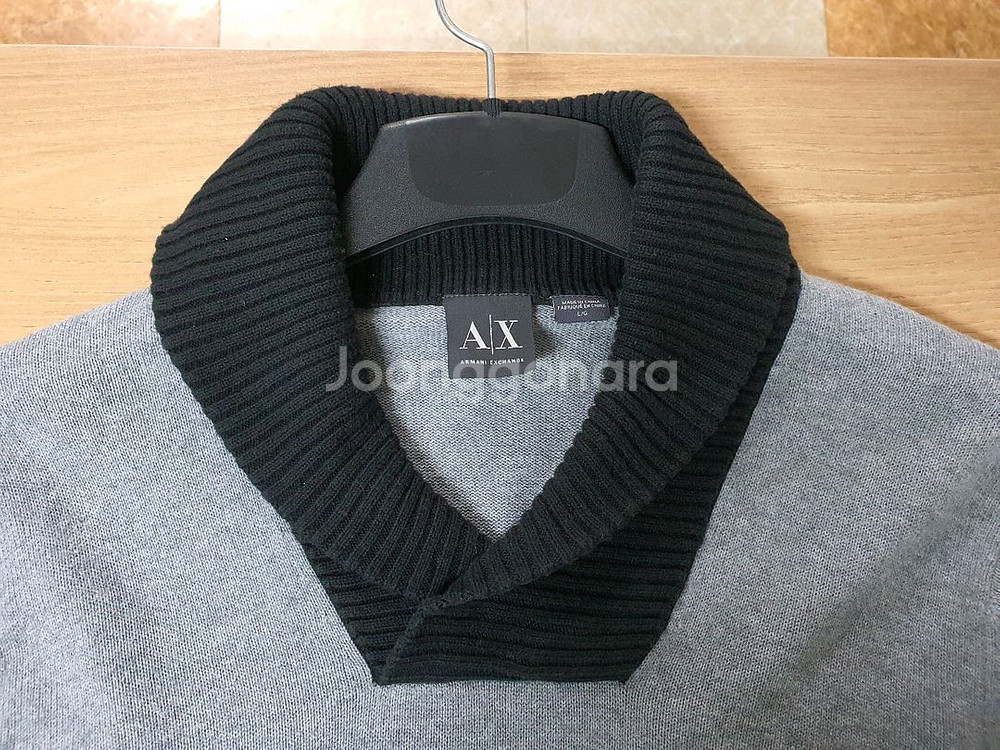 ARMANI EXCHANGE 아르마니 익스체인지 머플러카라 긴팔 면니트티--1