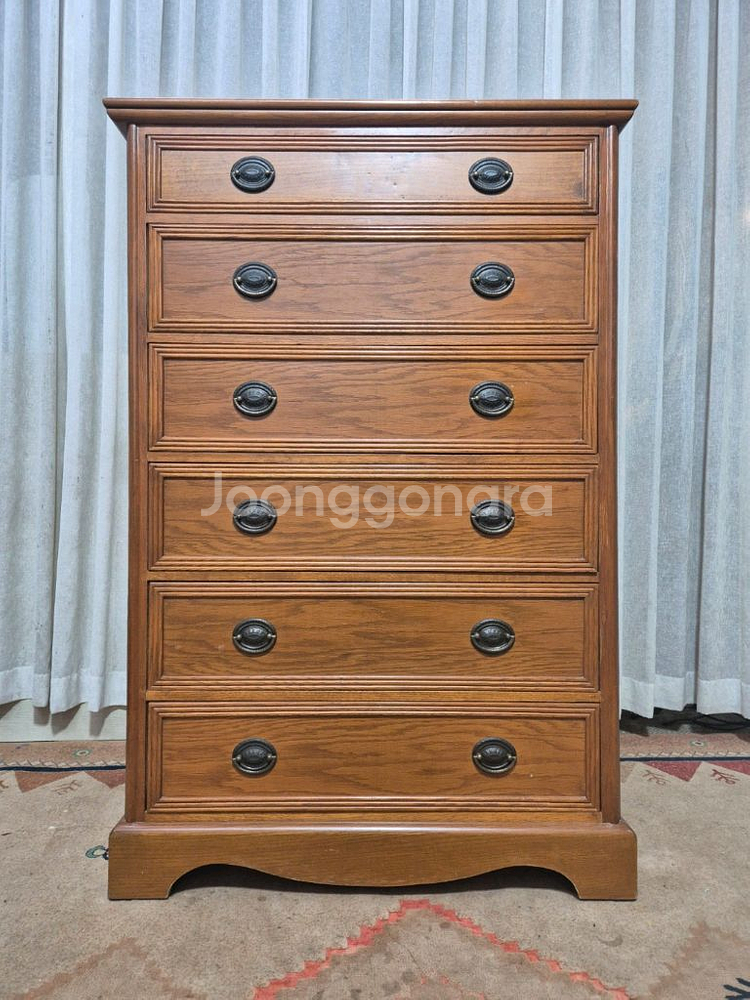 프랑스 빈티지 원목 6단 서랍장--0