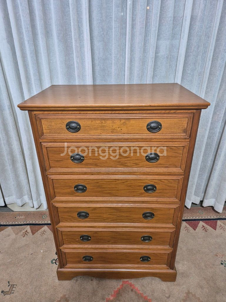 프랑스 빈티지 원목 6단 서랍장--1