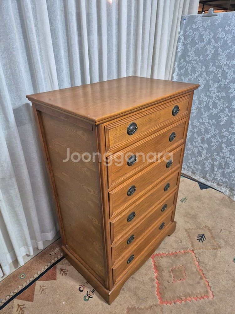 프랑스 빈티지 원목 6단 서랍장--2