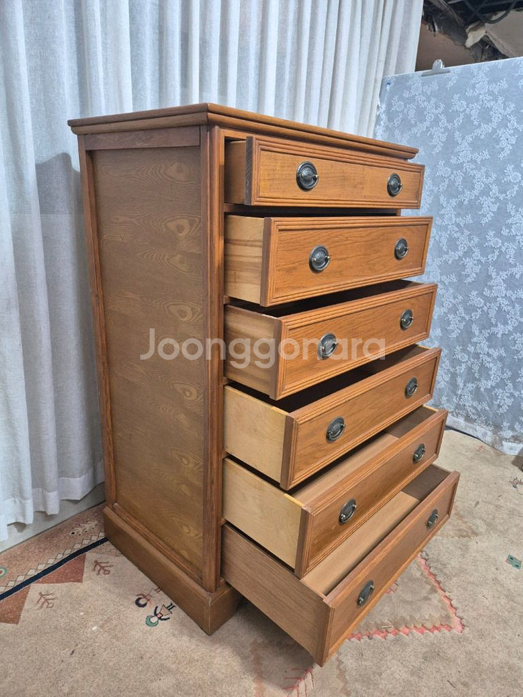 프랑스 빈티지 원목 6단 서랍장--5