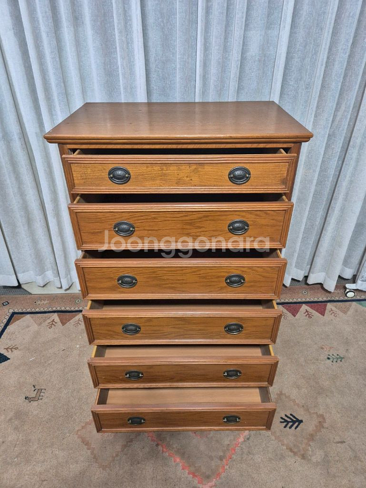 프랑스 빈티지 원목 6단 서랍장--3